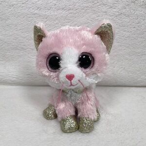 TY Beanie Boos - FIONA the Pink Cat Glitter Eyes 6 inch Plush Cat Stuffed